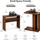 C Shaped End Table for Couch,Narrow Side Table with Storage Shelf