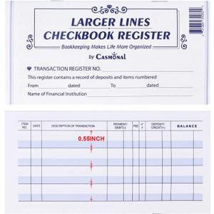 Larger Lines 20 Pack Checkbook Register, Check Registers for Personal Use, Blank Ledger Transaction Registers for Personal or Business Banking, Check Register Book Easy to Read, 24/25/26 Calendars