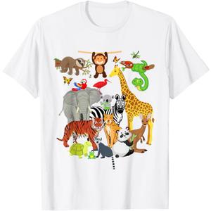 Zoo Animals Wildlife Birthday Party Zoo Day 26 Animals T-Shirt S