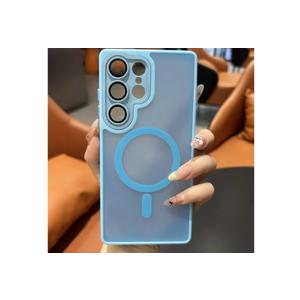 for Galaxy S24 Translucent Magnetic Cover Lens Protection Frosted Case(for Galaxy S24/Light Blue)
