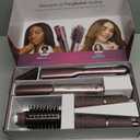 Shark FlexFusion Hair Straightener & Powerful Hair Dryer with Fusion Hair Brush, Ceramic Air Styler with Auto-Wrap Curlers & Concentrator, Ceramic Plates, Cosmic Blush HD641S