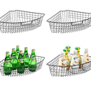 Leeden Lazy Susan Wire Storage Organizer Basket with Handle-Metal Cabinet Storage Bins -Kitchen Cabinet Organizer-1/4 Wedge Can Organizer Black (for 24" Lazy Susan, 4 Pack