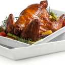 YHOSSEUN Turkey Platters for entertaining Serving Bowls Set of 2, Ceramic Serving Dishes for Thanksgiving, White Serving Platter for Turkey, Rectangular Baking Dishes and Roasting Pan