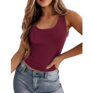 Zeagoo Women's Double Lined Square Neck Tank Top Sleeveless Basic Crop Tops Trendy Going Out Tops