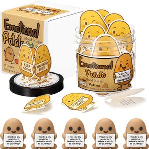 Gejoy 60 Pcs Emotional Comfort Potato Affirmation Card Jar with 5 Mini Potato Figurines Positive Motivational Birthday Gifts Farewell Leaving Gift for Coworkers Colleague Staff Women Men