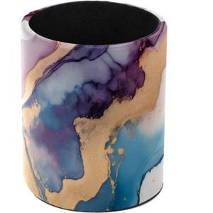 Leather Pen Holder for Desk, Marbled Texture Pencil Organizer Makeup Brush Cup Holders Pen Storage for Office Home