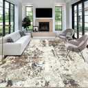 Living Room Rug 10x14 Rug, Machine Washable Modern Abstract Rug Soft Neutral Area Rug Non-Slip Stain Resistant Large Rugs for Living Room Dining Room Bedroom Dorm Office(Brown,10'x14')