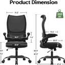 Office Chair Ergonomic Desk Chair - Comfy Mesh High Back Office Chair with Lumbar Support Wheel Home Desk Office Chairs Flip up Armrest Executive Rolling Swivel Task Computer Chair Black Silver