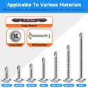 300Pcs #10 x 1-1/2" Self Tapping Screws for Metal, 410 Stainless Steel, Sheet Metal Screws for Metal, Truss Head High-Strength Quick Tapping (SILVER)