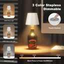 2025 New Wine Bottle Lamp,LED Cordless Cork Lights Rechargeable via USB-C for Liquor Bottles,3 Color Small Dimmable Touch Decorative Lamp for Home Bar Decor,Office&Bar,Restaurant(White)
