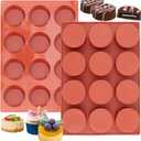Ocmoiy 2 Inch Ore Mold Round Silicone Molds for Chocolate Covered Ore Cookie, Mini Cake, Candy, Dessert, Jelly, 24 Cups Cylinder Baking Mold Set of 2