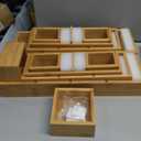 12-Piece Bamboo Desk Drawer Organizer Tray  Adjustable Storage Boxes with 24 Adjustable Compartments for Office Drawer, Jewelry, Vanity & Desk Accessories