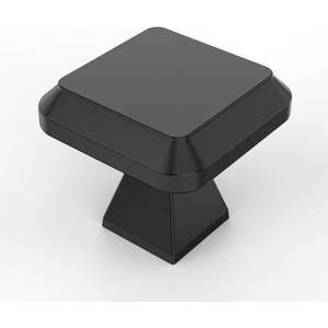 Amerdeco 10 Pack Matte Black Kitchen Cabinet Knobs Cabinet Hardware Single Hole Cabinet Pulls Dresser Knobs Square Drawer Knobs and Pulls for Bathroom Cabinets ZH0002