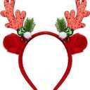 2 x Christmas Headbands for Women Red Glitter Reindeer Antlers Headband for Womens Christmas Headband Holiday Headbands for Women
