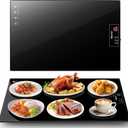 Electric Warming TrayLarge 22x14Food Warmer with Thermostat and Full Surface HeatingFood Warming Mat with 2 Temperature Modes for Parties BuffetGatheringsHeat Resistant GlassBlack