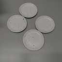 roro Ceramic Canape Plates, Set of 4, Matte White with Dark Speckles, Handmade, 5 Inches Wide