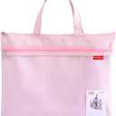 Pendancy Mesh Zipper Pouch 11x13.7 in, Large Double Pocket Waterproof File Bag with Handle, A4 Size Foldable Document Storage for Puzzle Project/Cross Stitch/Travel/OfficePink