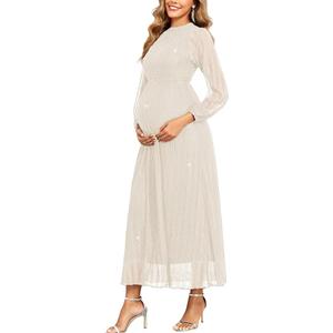 AISWI Maternity Sparkly Dress Halter Neck A Line Long-Sleeve Raglan Pregnancy Dresses Semi Formal Baby Shower Photoshoot
Size M