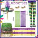 SATINIOR 8 Pcs Mardi Gras Costume Set Women, Tutu Skirt Outfit with Feather Boa & Headband, Carnival Party Favor Accessories (S)