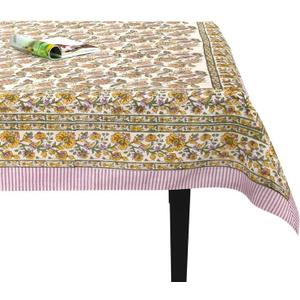 FYNITE Floral Harmony Tablecloth | 60" x 108" Rectangular | 100%Cotton | Hand BlockPrint | Washable | Farmhouse & Fall Decor | Table Cover for Halloween | Thanksgiving | Christmas | Wedding | Parties