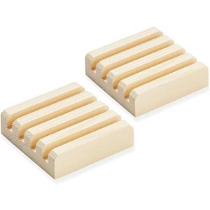 Juvale Wood Coaster Holders - 2-Pack Square Coaster Display Stand Hold Up to 4 Coasters, 3.9-Inch - for Kitchen, Dining Table, Home Decoration, Housewarming Gift