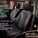 PINCTROT Car Seat Covers Front Set, Breathable Soft Pebbled Leather, Luxury Waterproof Seat Cushion, Airbag Compatible, Seat Protector Universal Fit Most Cars (Front Set, Black Red Trim)