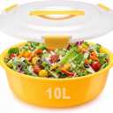 2.6 Gallon Extra Large Mixing Bowl with Lid 11 Quart,Yellow, 13.39 x 6.3 inch