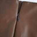 VividMosaic Women's Y2K Black Leather Mini Skirt High Waisted Side Zipper Stretchy Faux PU Bodycon Short Skirts (Brown, L)