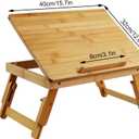 WKWKER Bamboo Laptop Desk with Folding Legs Tilting Surface Workstation Table Adjustable Laptop Stand Bed Tray for tv Sofa Study Computer Ipad Book (Natural)