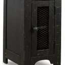 Signature Design by Ashley Valebeck Rustic Farmhouse Chair Side End Table with Cabinet Door, Distressed Black