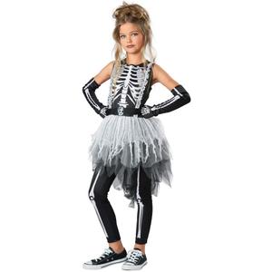 Seasons Halloween Girls Ghostly Skeleton Costume (M(8-10))