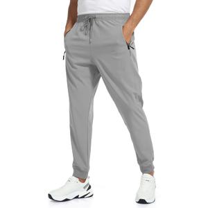 Rapoo Men's Lightweight Joggers Pants Quick Dry Workout Track Running Gym Athletic Pants with 3 Zipper Pockets (Gray, S)