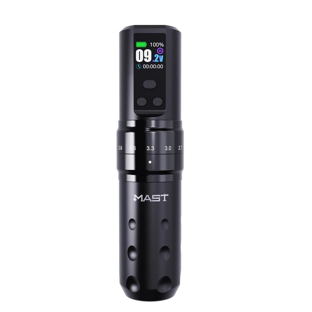 Mast Tattoo Fold2 Pro Wireless Tattoo Gun Rotary Pen Machine, Powerful Motor by Mcore, Smart Display, 7 Strokes Length for Pro Artists (Black)