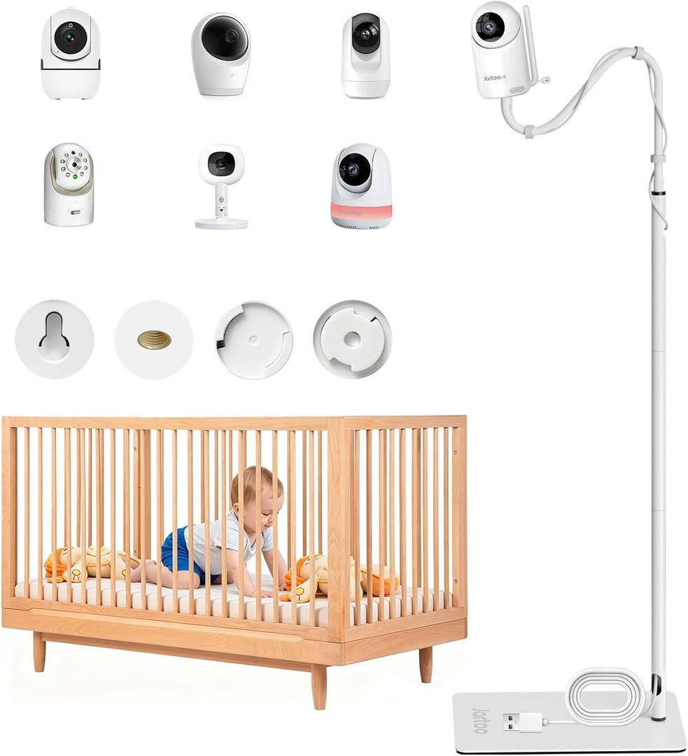 Jartoo Baby Monitor Floor Stand Holder Mount Compatible for HelloBaby HB65/HB40/HB6560/HB6339/HB6550 Pro, Momcozy, Nanit, VAVA, Adjustable Height & Stable Base, No Tools or Wall Damage