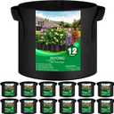 JNYONG 12-Pack 7 Gallon Thickened Non-Woven Grow Bags, Aeration Fabric Pots with Handles