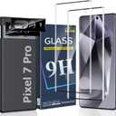 (2+2 Pack) Pixel 7 Pro Screen Protector and Camera Lens Protector, Tempered Glass, 9H Hardness, Easy Install No Bubbles, Support Ultrasonic Fingerprint Unlock, Suitable for Google Pixel 7 Pro 6.7Inch