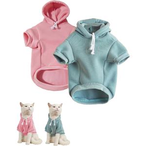 QWINEE 2Pcs Basic Dog Hoodie & Jacket, Cat Apparel, Shirt & Clothes for Puppy & Kitten, Small & Medium Dogs & Cats, Pink & Green, Medium