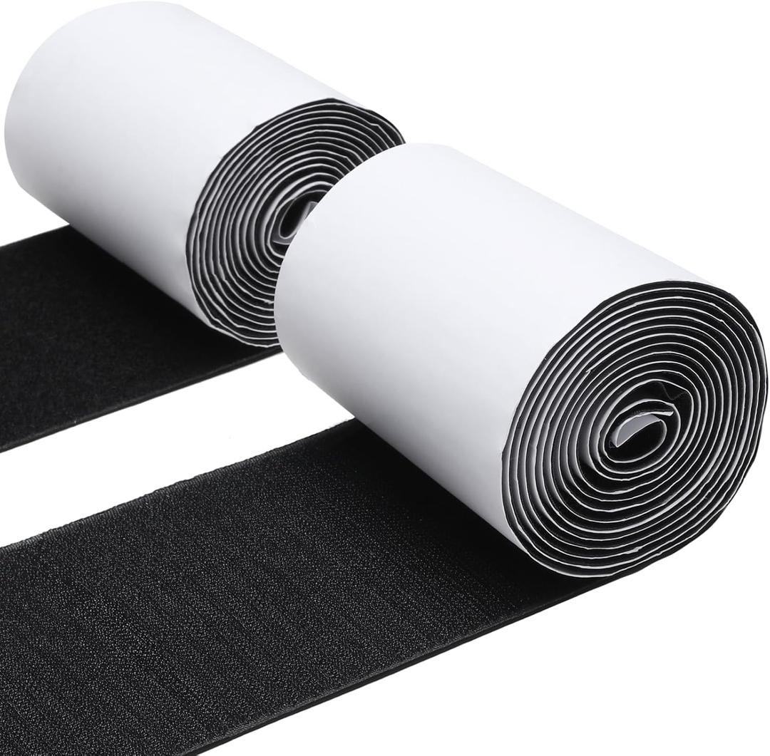 MAXECHO 4.4 Inches x 7 Feet Strong Sticky Back Heavy Duty Hook and Loop Tape with Adhesive, Non-Slip Couch Cushion Grip Accessories, Double Sided Strip Roll to Prevent Sliding, Black