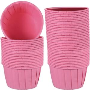 uxcell Mini Cupcake Liners for Baking, 50 Pink Greaseproof Paper Disposable Cupcake Holders for Multiple Occasions, Everyday Baking, Wedding, Showers, Gift