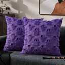 DFXSZ Halloween Pillow Covers 18x18 inch Set of 2 Purple Ghost Throw Pillow Cases Soft Plush Faux Fur Wool Couch Cushion Case for Chair Sofa Bedroom Living Room Home Decor PTK03E18