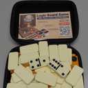 Queensell Dominos Set for Adults with 4 Domino Racks - Double 6 Dominoes Set with Domino Holder, Classic Board Games for Kids and Adults - Double Six Standard Dominos Set 28 Tiles with Travel Case