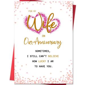5 x Beixian Anniversary Card for Wife, Funny Wedding Anniversary Cards Gifts for Wife from Husband 8x5.3 Inches, Double Sided