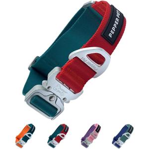 Heavy Duty Tactical Dog Collar,Metal Buckle Quick Release Collar for Large Dogs,1700 LB Strength Tested,Dual Color Nylon Collar for Walking,Training & Hunting (Green)