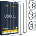 QHOHQ 3 Pack Screen Protector for iPhone 13 Pro 6.1 Inch with 3 Pack Tempered Glass Camera Lens Protector, Ultra HD, 9H Hardness, Scratch Resistant - Case Friendly [Not fit iPhone 13 Pro Max 6.7"]