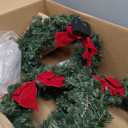 Joiedomi 19" Christmas Pre-Lit Wreath with LED Lights with Ribbon, 3 Pcs Wreaths for Front Door, Windows, Living Room, and Indoor Outdoor Christmas Decorations Window Door Wreath, Battery Operated