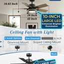 Neftis 42 Inch Ceiling Fans with Lights and Remote, Big Lampshade, Small