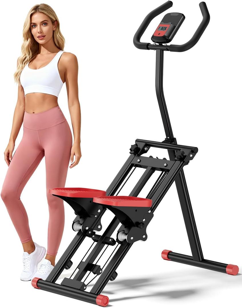 Stair Stepper for Home, 3-Level Resistance Stair Stepper, Foldable Compact Design with LCD Display & Enlarged Non-Slip Pedals, Full Body Toning Fitness Machine
