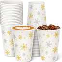 30 Pieces Christmas Paper Cups Snowflakes, Disposable Cups for Winter Party Supplies and Daily Use, Christmas Party Cups for Hot and Cold Beverages, White 12 Ounce