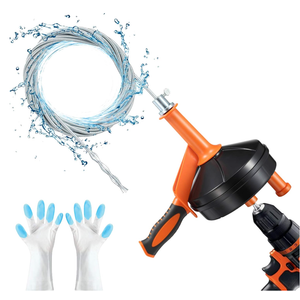 Drain Auger, Clog Remover with Drill Adapter, 25 Feet Flexible Plumbing Snake Use Manually or Powered for Kitchen, Bathroom and Shower Sink, Comes with Gloves (orange)