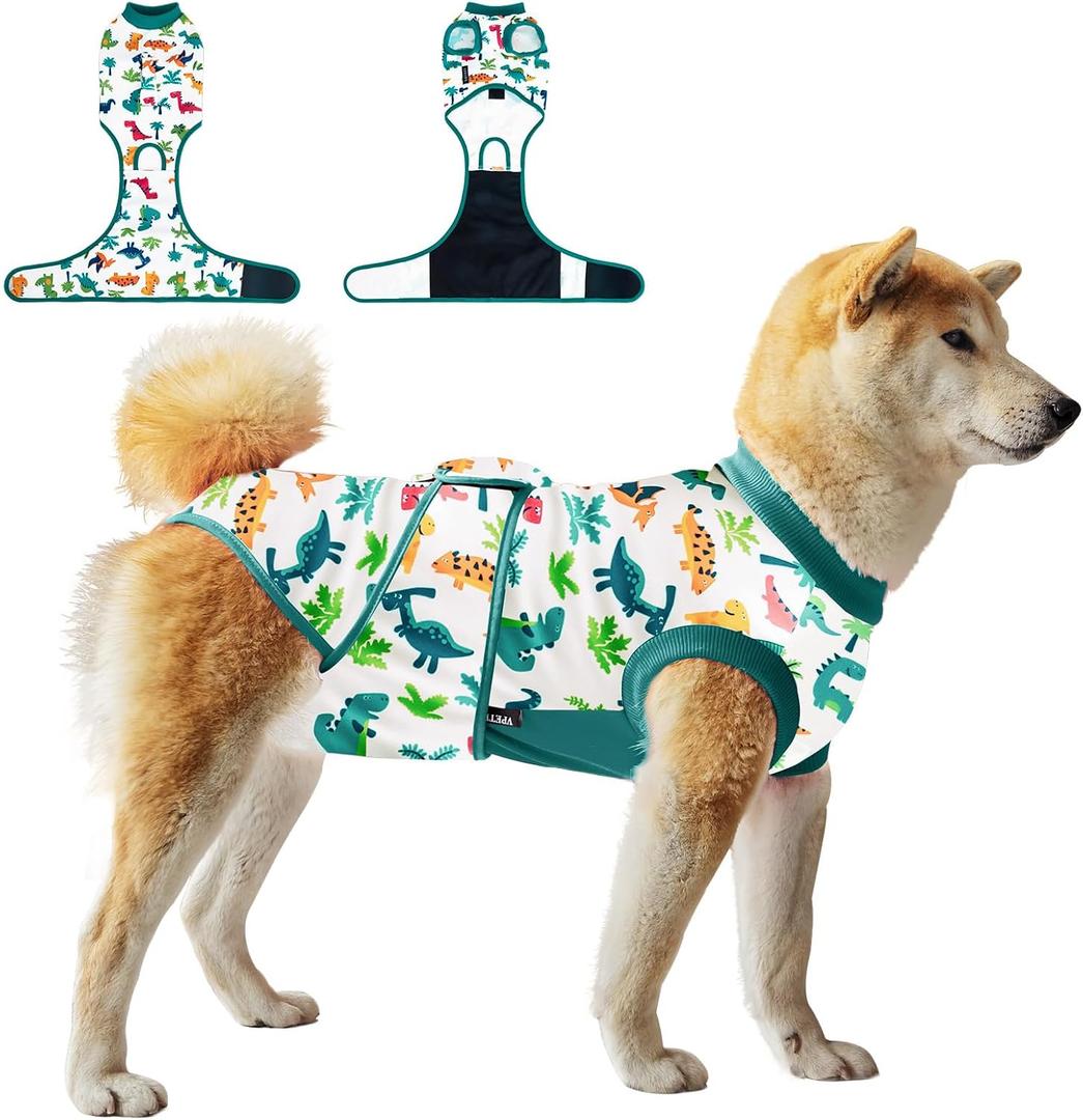 Dog Surgery Recovery Suit,Female Male Dog Onesie for Spay Neuter,Substitute E-Collar & Cone,Anti-Licking Breathable Onesie for Small Medium Large Dogs, Dinosaur L